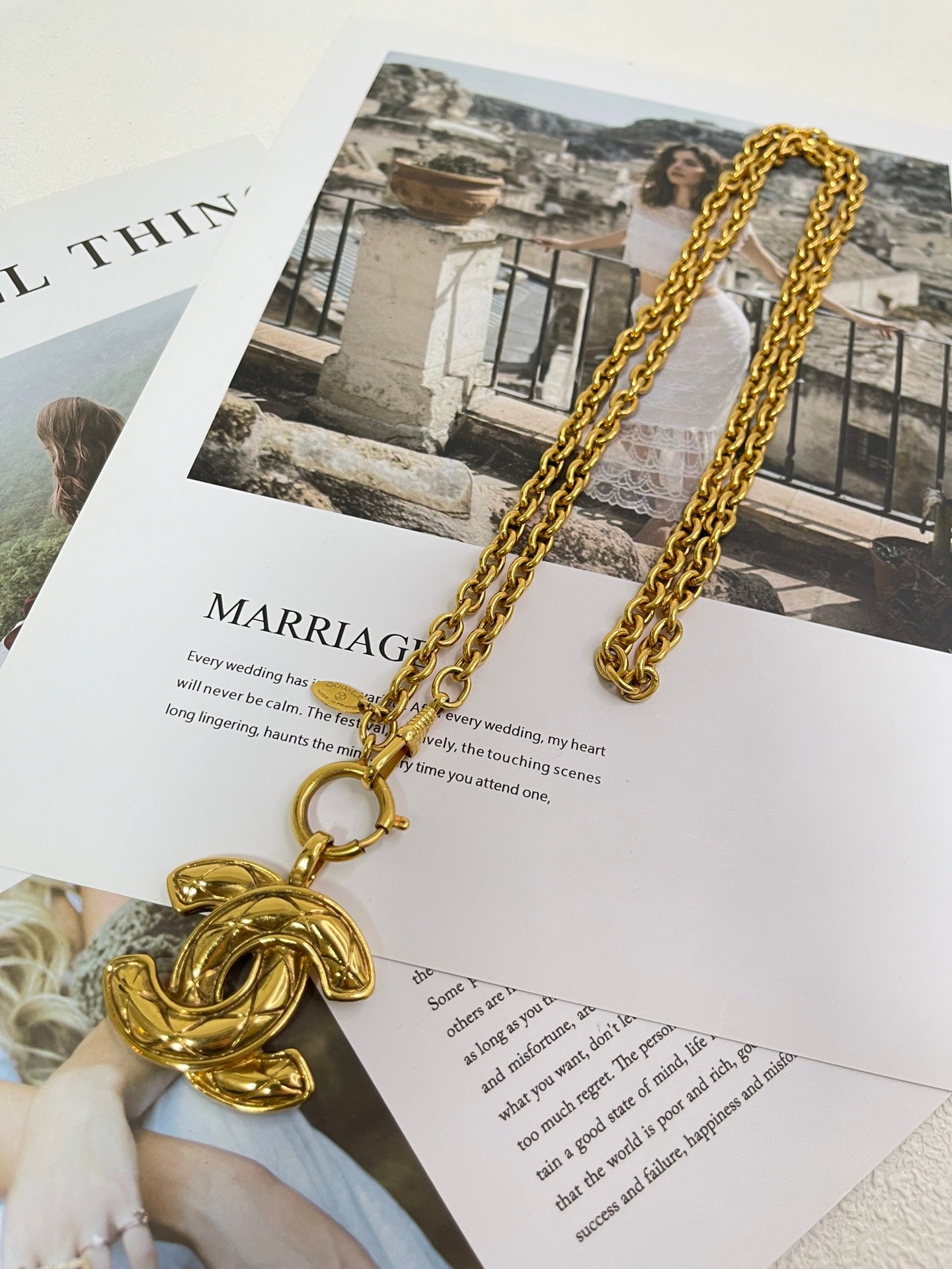 Chanel Gold Plated Necklace Golden