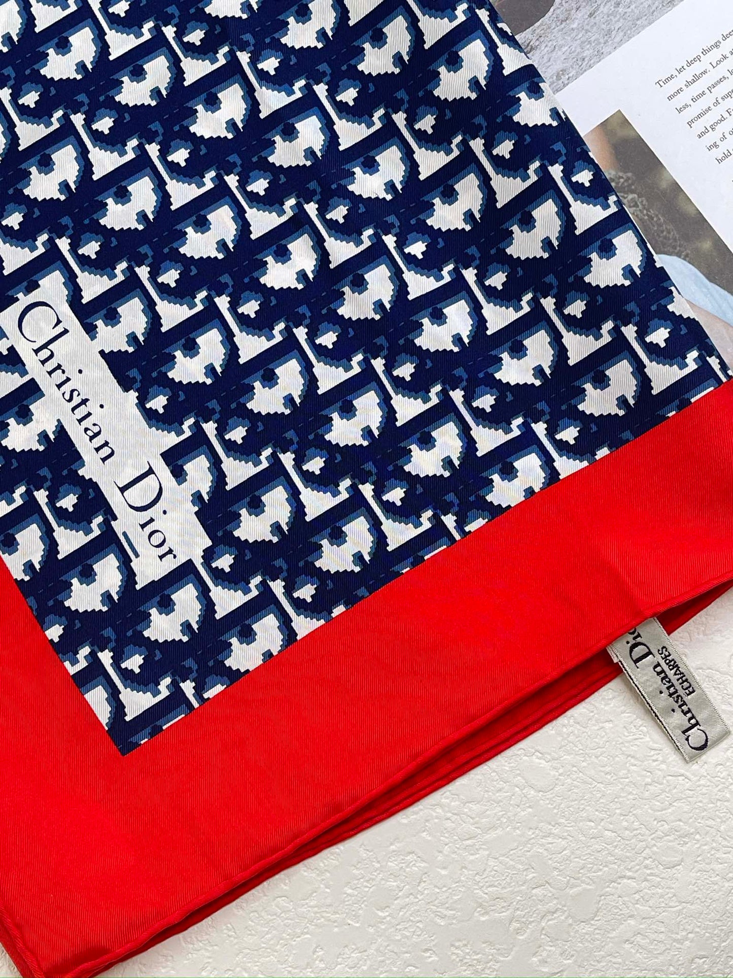 Dior Scarf in Blue Oblique 100% Silk