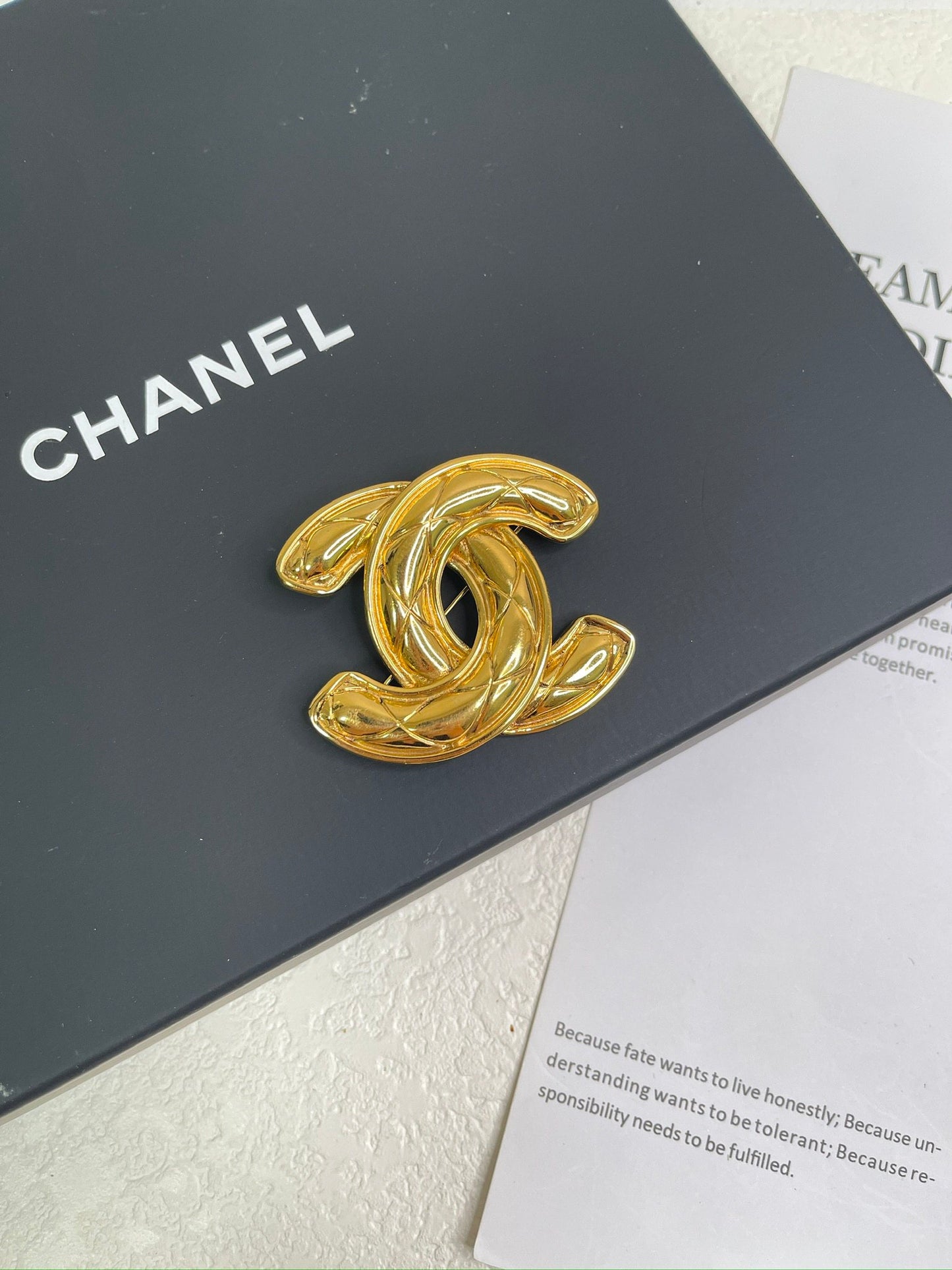 Chanel Coco Marc Matras Pattern Brooch Gold