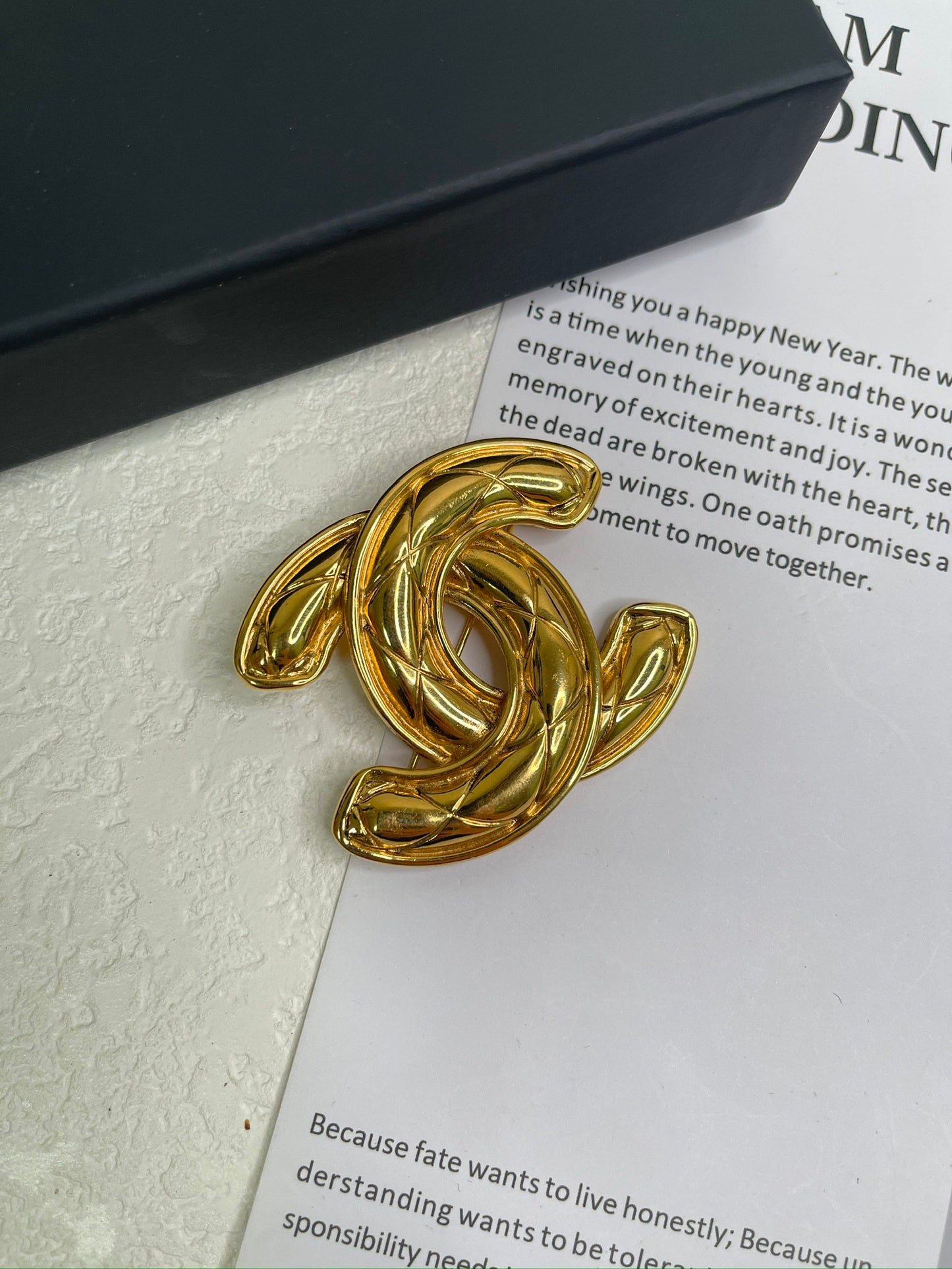 Chanel Coco Marc Matras Pattern Brooch Gold