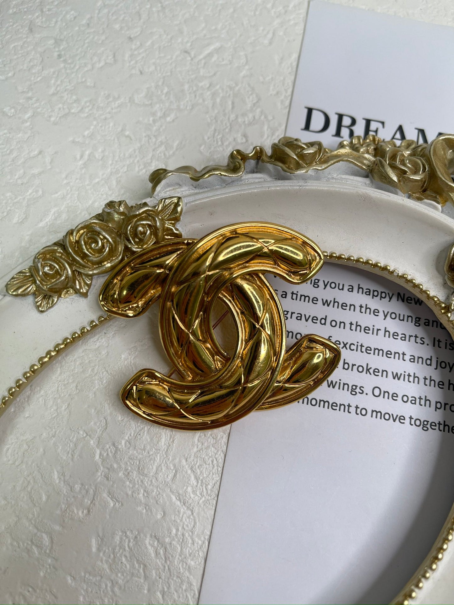 Chanel Coco Marc Matras Pattern Brooch Gold