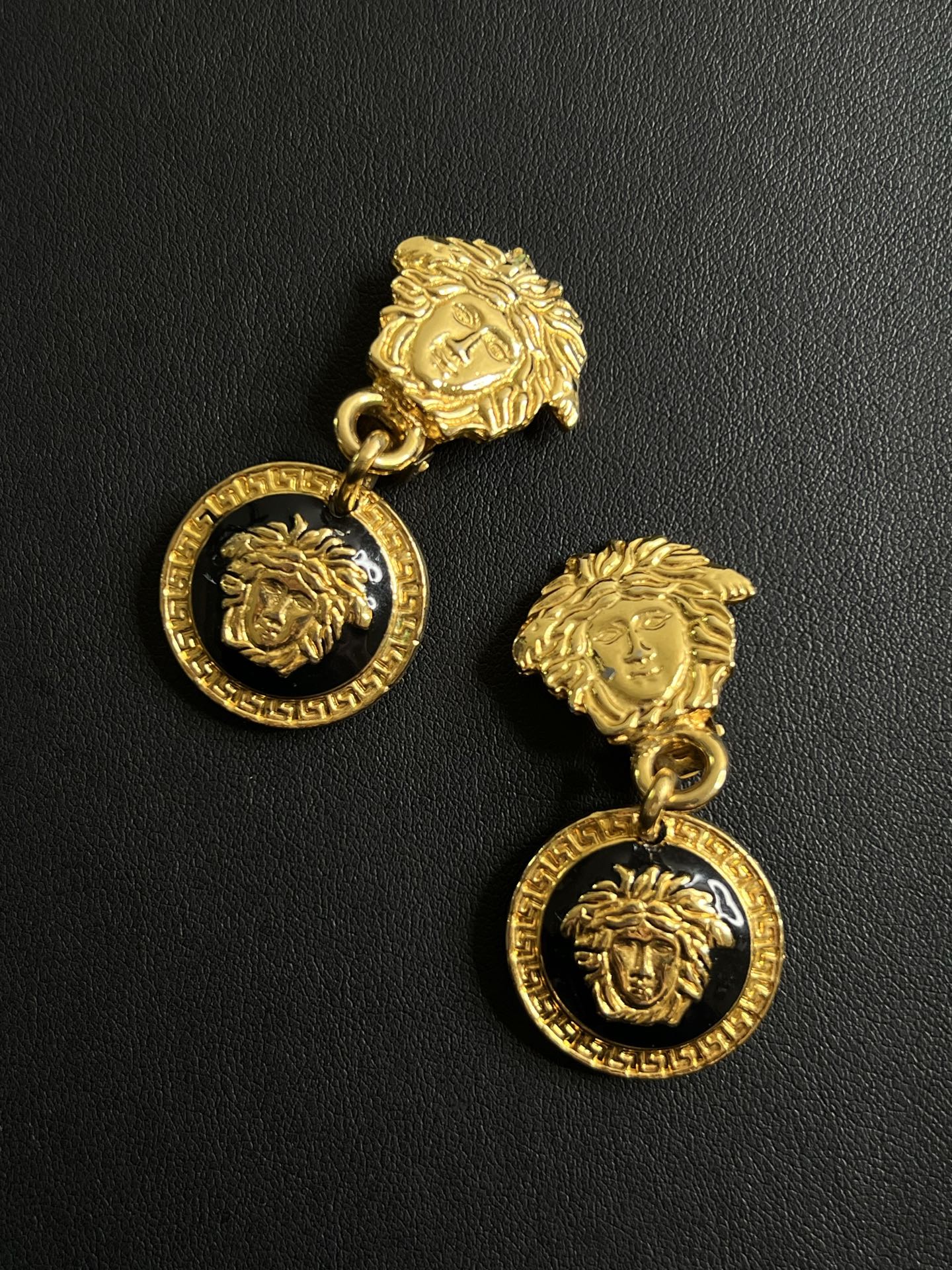 Vintage Versace Black & White Medusa Earrings