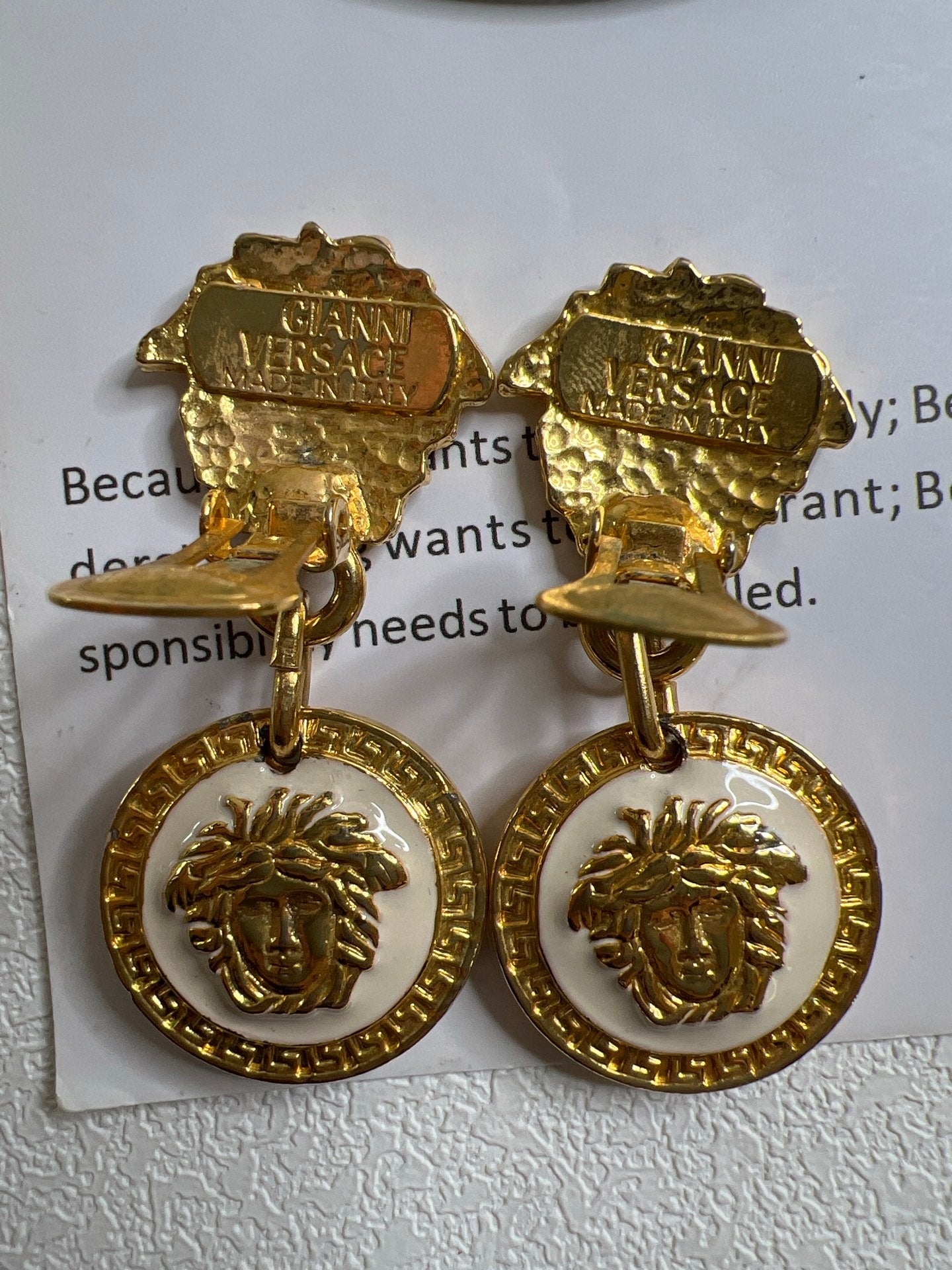 Vintage Versace Black & White Medusa Earrings