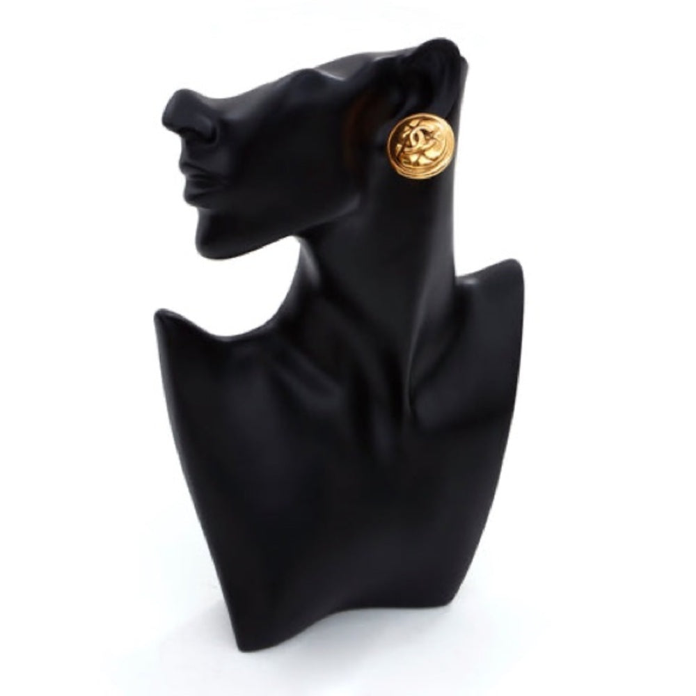 Chanel 1990's 'Quilted' Gold Earrings
