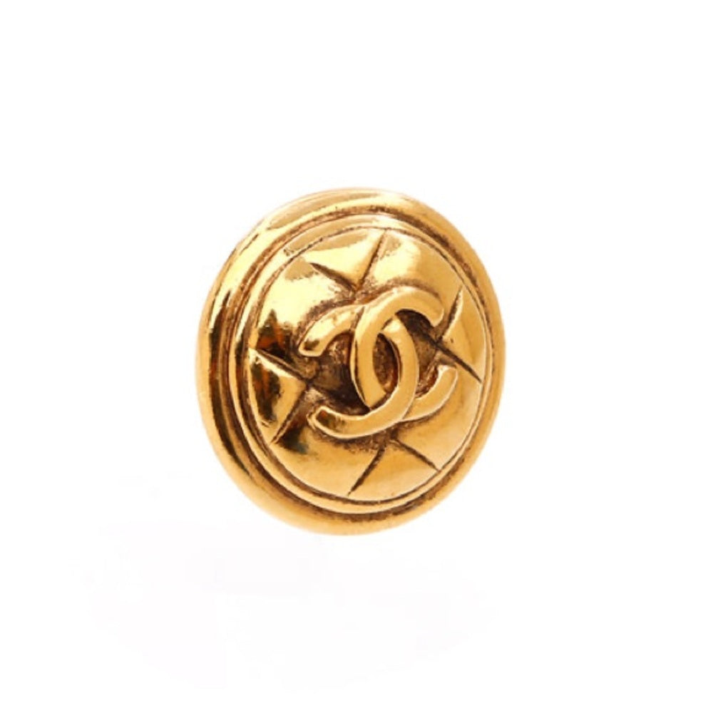 Chanel 1990's 'Quilted' Gold Earrings