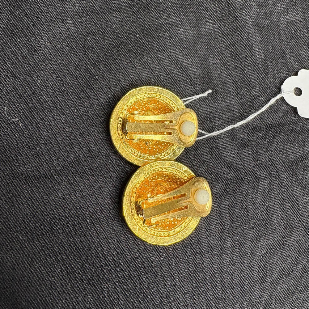 Chanel 1990's 'Quilted' Gold Earrings