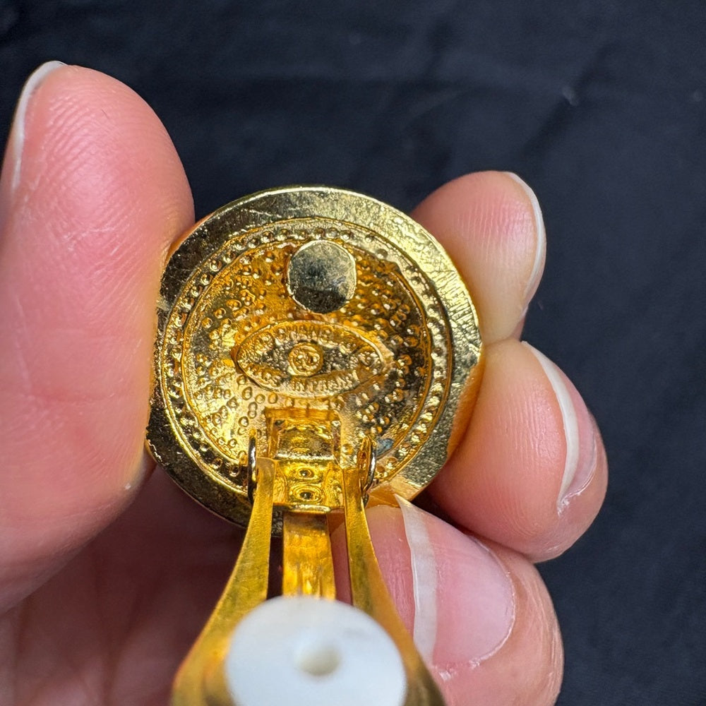 Chanel 1990's 'Quilted' Gold Earrings