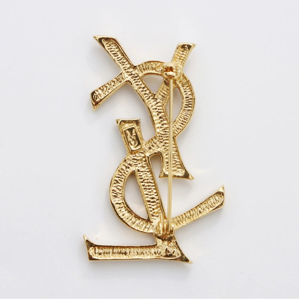 Yves Saint Laurent Gold and Silver Crystal Brooch