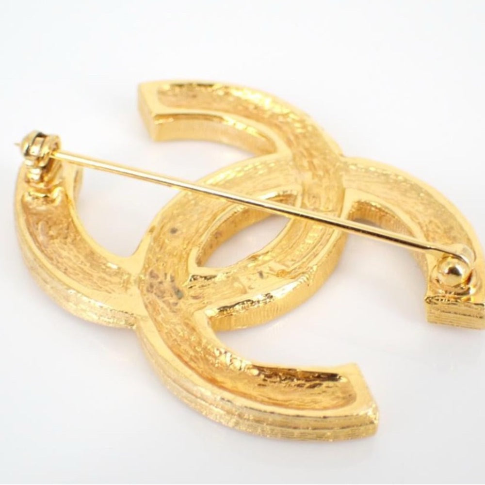 CHANEL Gold and Silver Crystal Brooch
