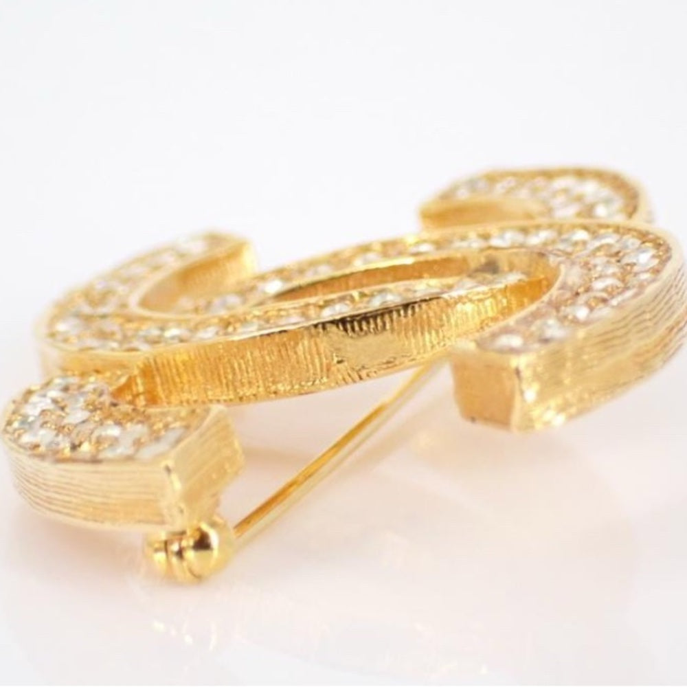 CHANEL Gold and Silver Crystal Brooch