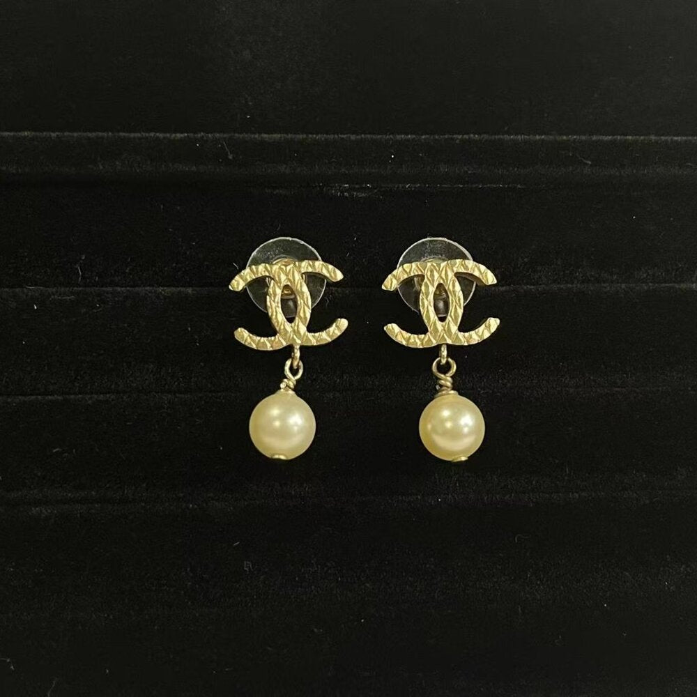 Chanel Faux Pearl CC Drop Earring