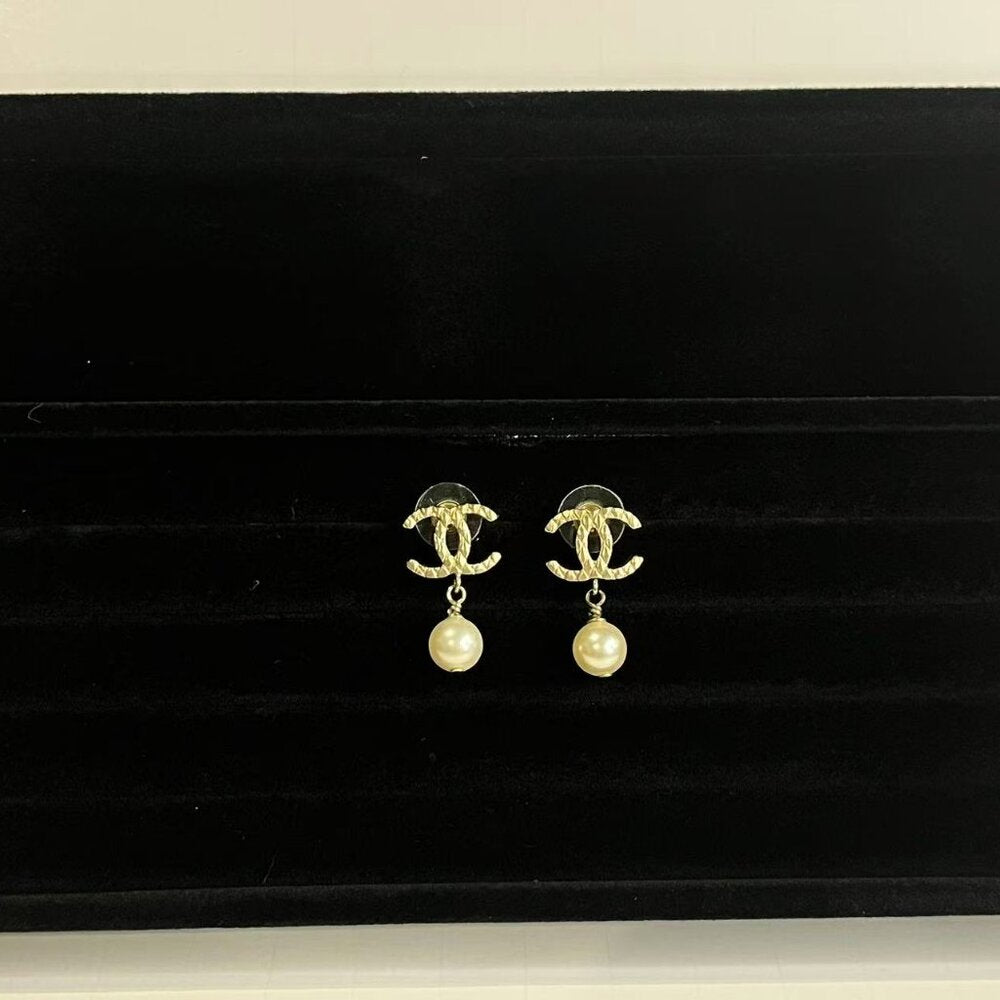 Chanel Faux Pearl CC Drop Earring
