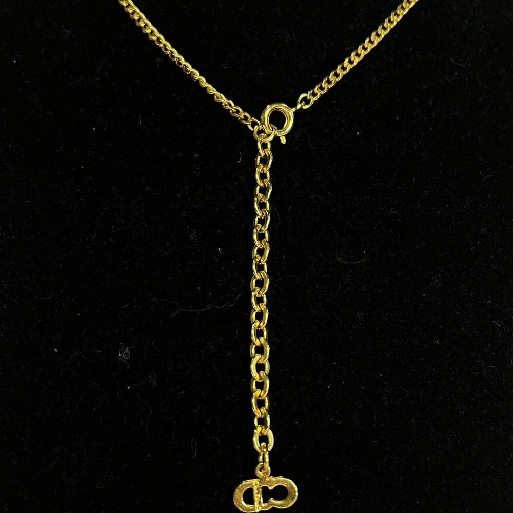 Christian Dior Crystal CD Pendant Necklace