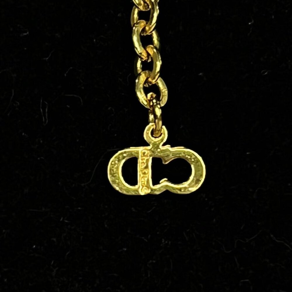 Christian Dior Crystal CD Pendant Necklace