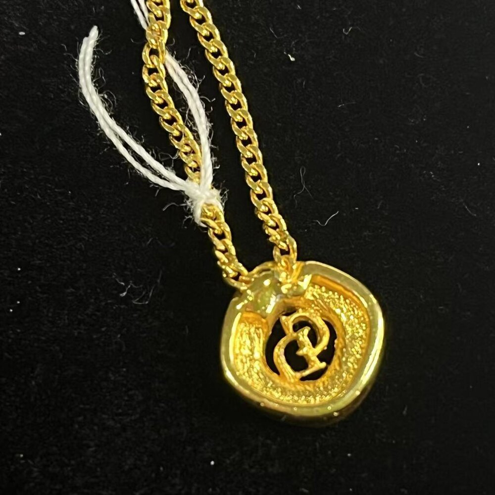 Christian Dior Crystal CD Pendant Necklace