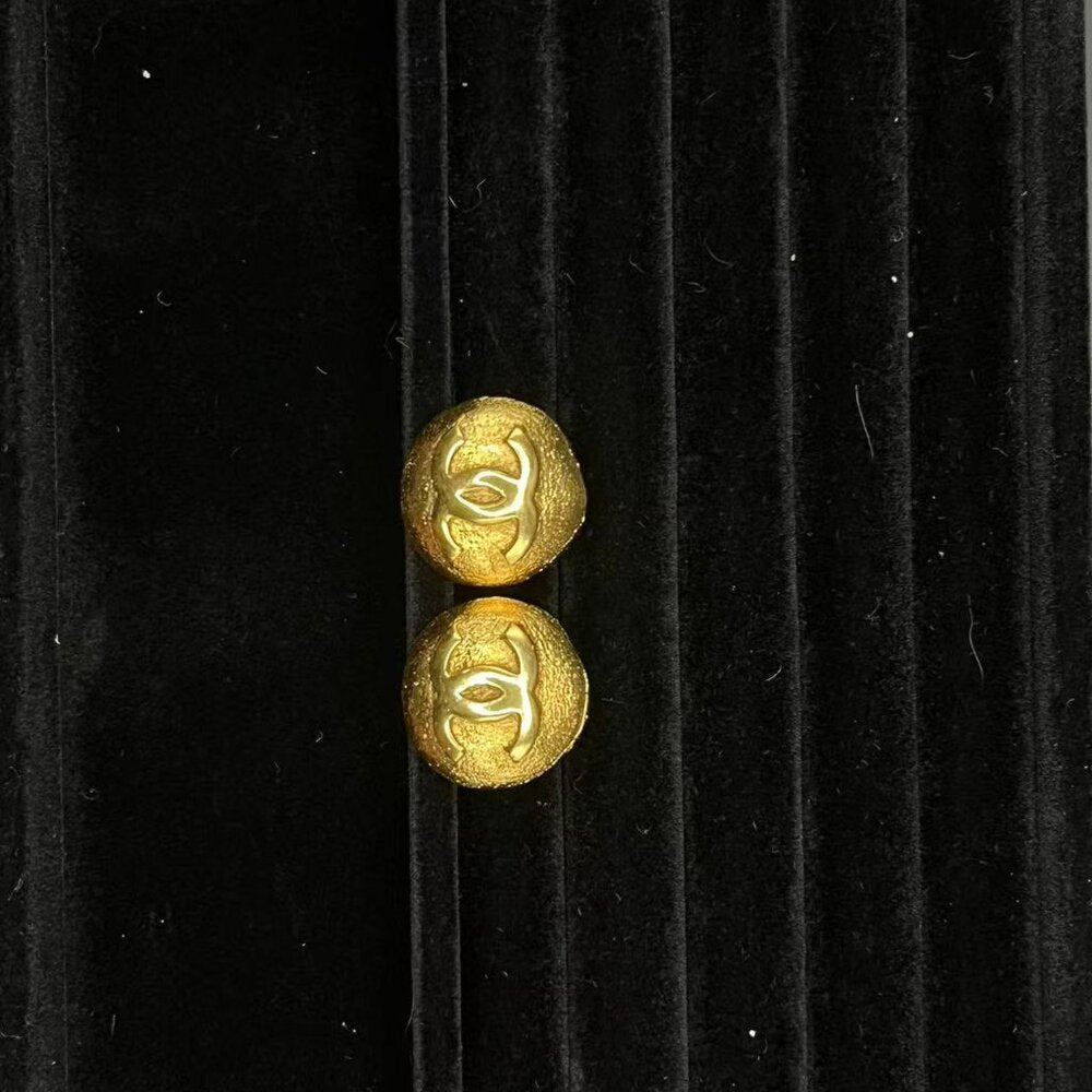 Chanel Coco Marc Rhinestone Earrings Gold