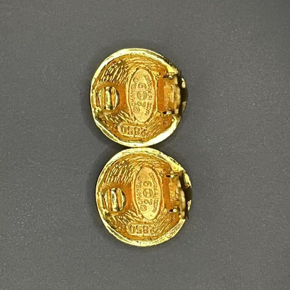 Chanel Coco Marc Rhinestone Earrings Gold
