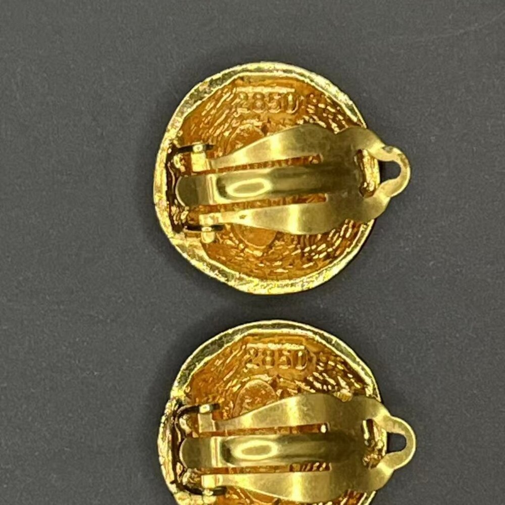 Chanel Coco Marc Rhinestone Earrings Gold