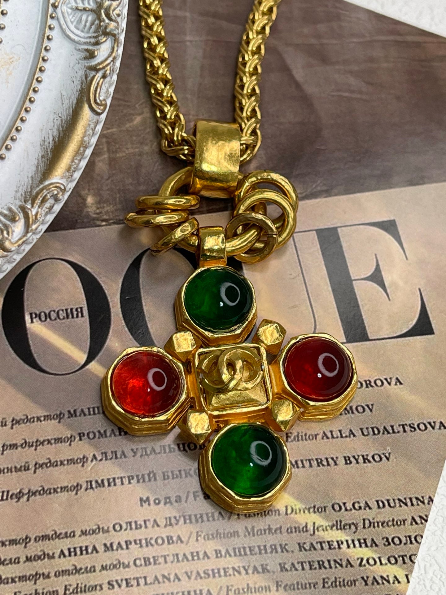 Vintage Chanel Gripoix Maltese Cross Necklace