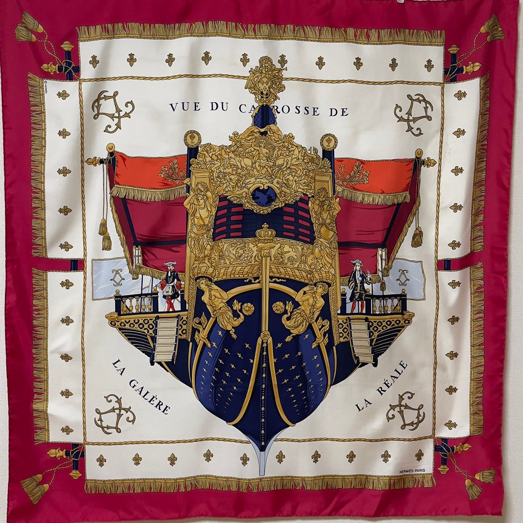 Hermès Vue du Carrosse de La Galere La Reale silk scarf