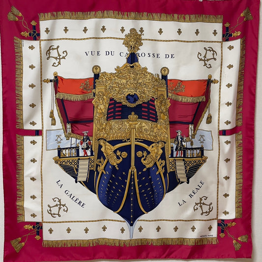 Hermès Vue du Carrosse de La Galere La Reale silk scarf