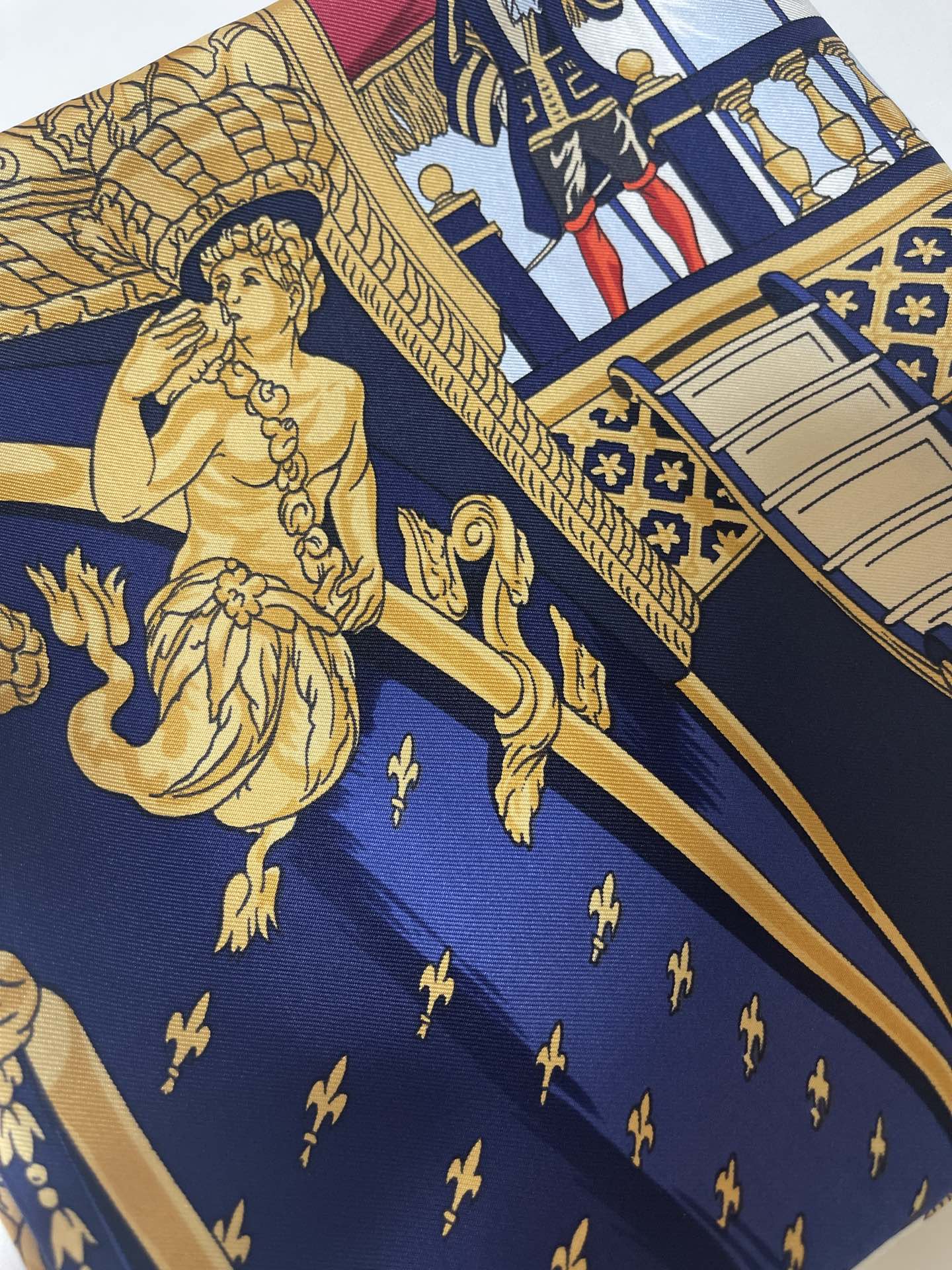 Hermès Vue du Carrosse de La Galere La Reale silk scarf