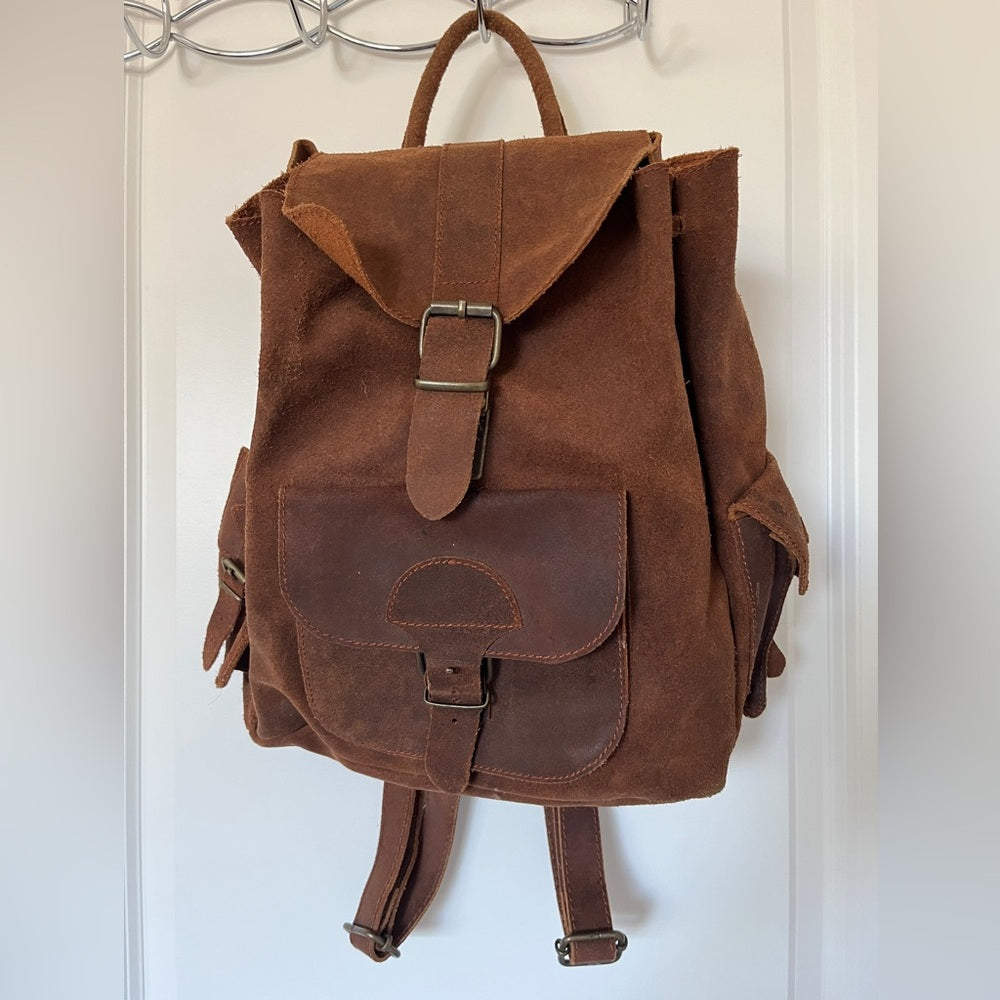 vintage Handmade leather backpack！super super cute! Good quality, high quality!