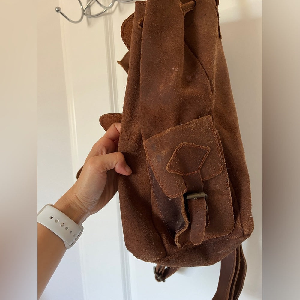 vintage Handmade leather backpack！super super cute! Good quality, high quality!