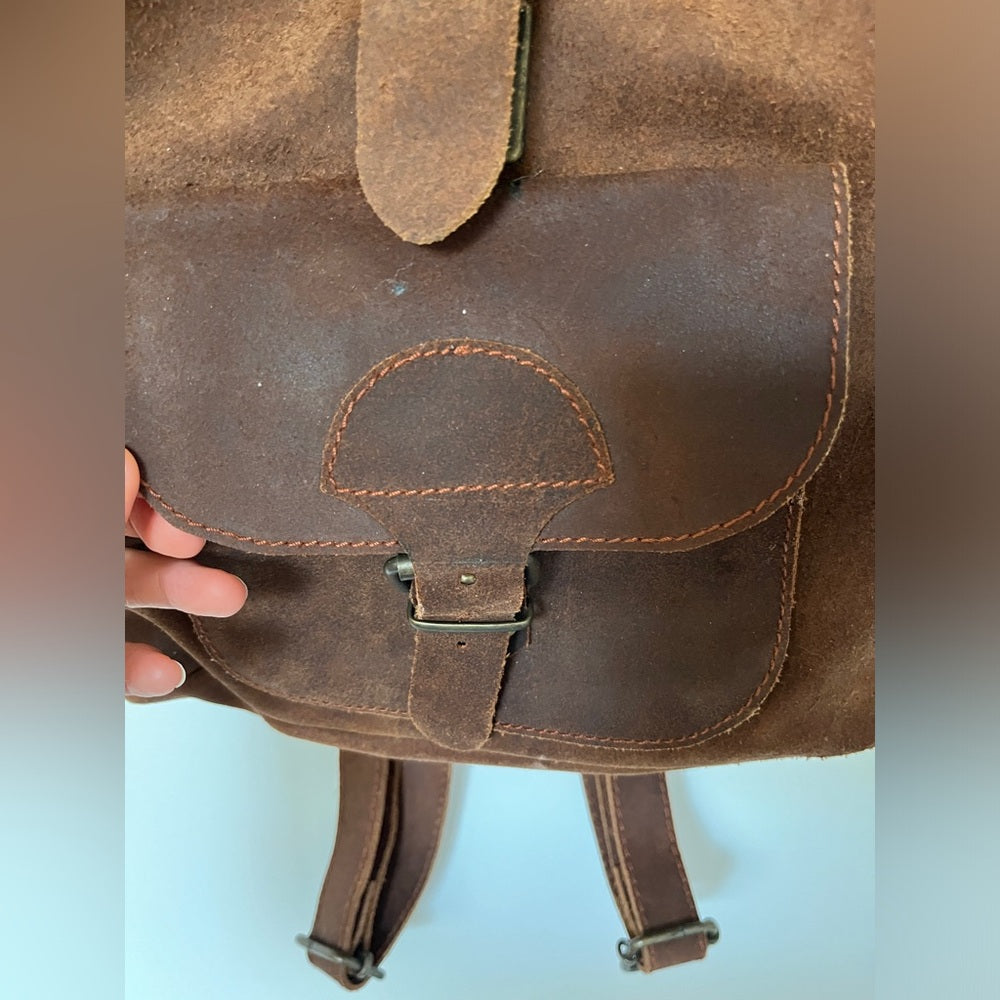 vintage Handmade leather backpack！super super cute! Good quality, high quality!