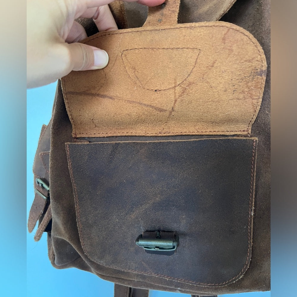 vintage Handmade leather backpack！super super cute! Good quality, high quality!