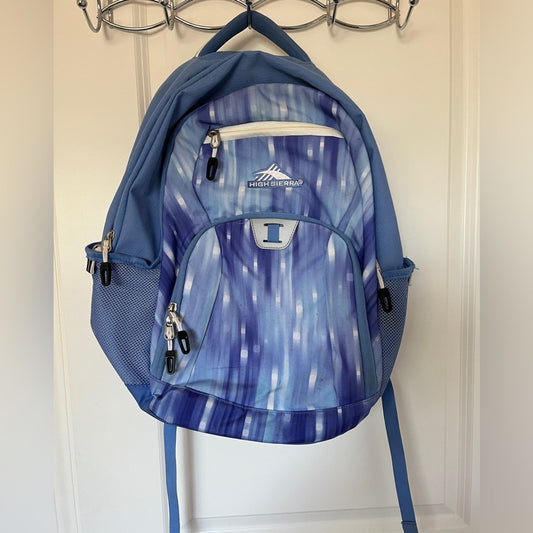 High Sierra Backpack Blue Three Zippered Areas Adjustable Straps