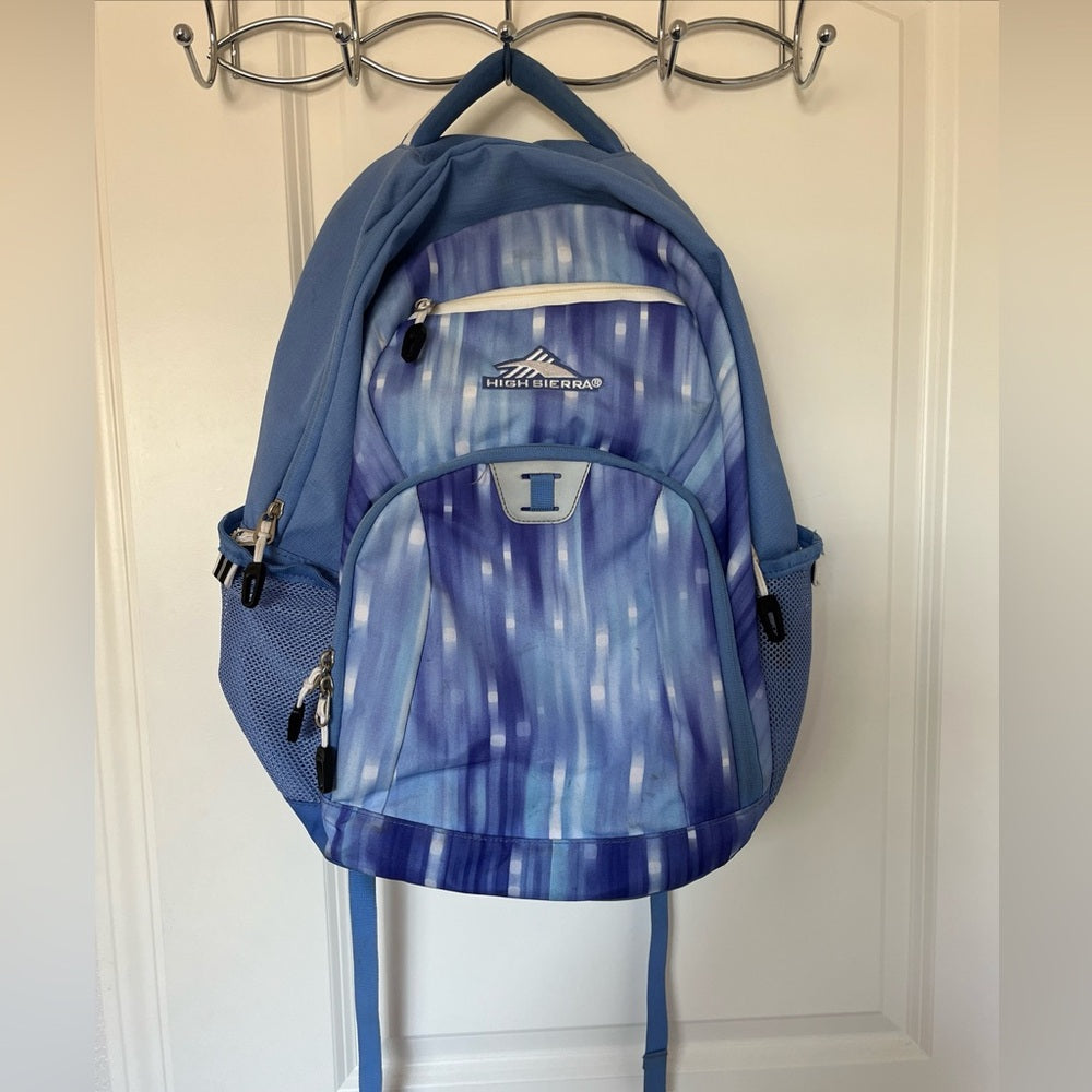 High Sierra Backpack Blue Three Zippered Areas Adjustable Straps