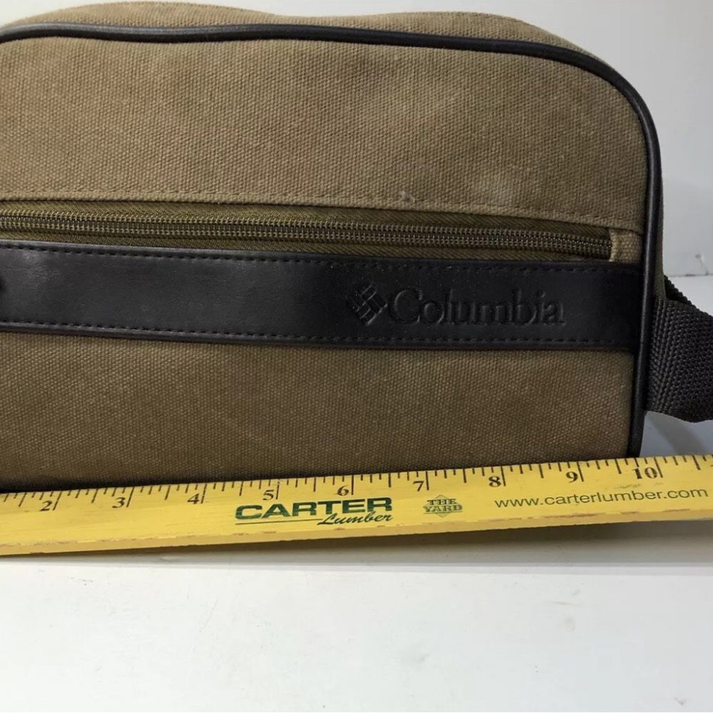 Toiletry Bag VTG Columbia Canvas Leather ZIP SHAVING KIT Travel Biz Trip Bag