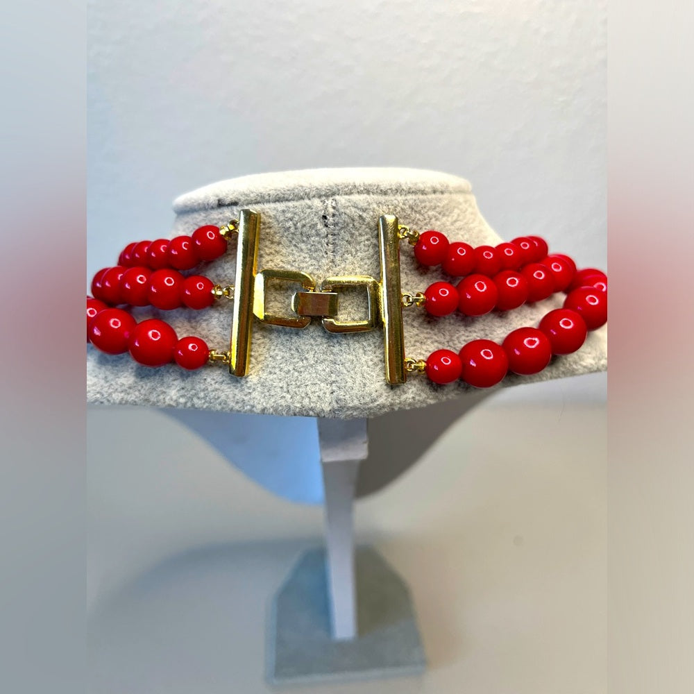 Vintage Statement Red Black Rhinestone Choker Necklace