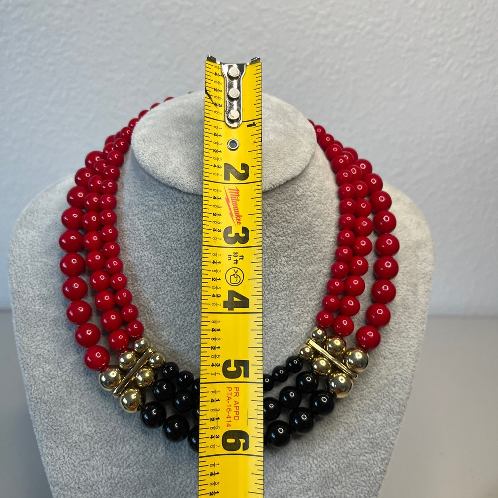 Vintage Statement Red Black Rhinestone Choker Necklace