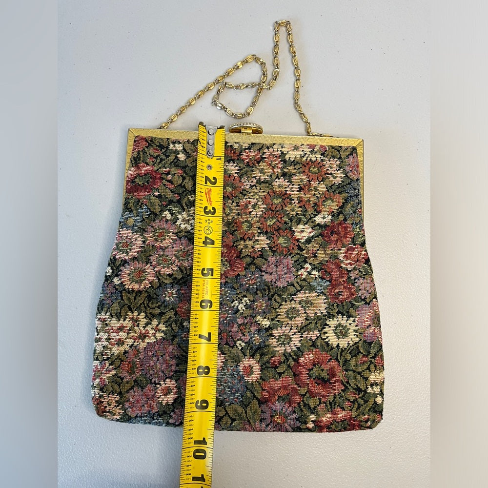 Vintage Gold Thread & Tapestry Clutch Evening Bag