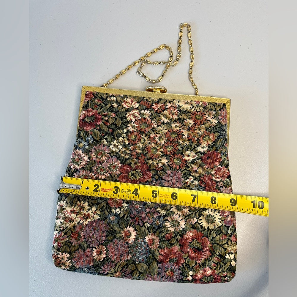 Vintage Gold Thread & Tapestry Clutch Evening Bag