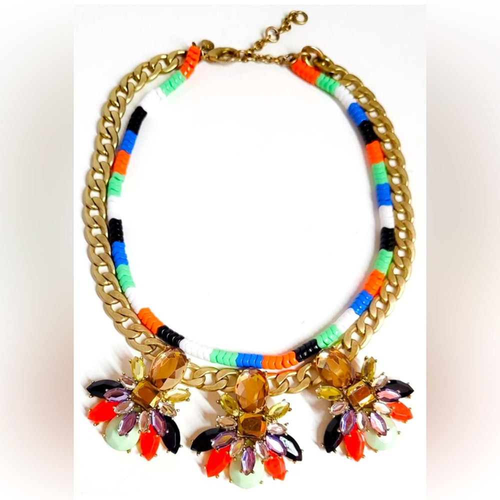 Collar de doble hebra de cristales en capas de J.Crew Factory con buey dorado multicolor dorado claro