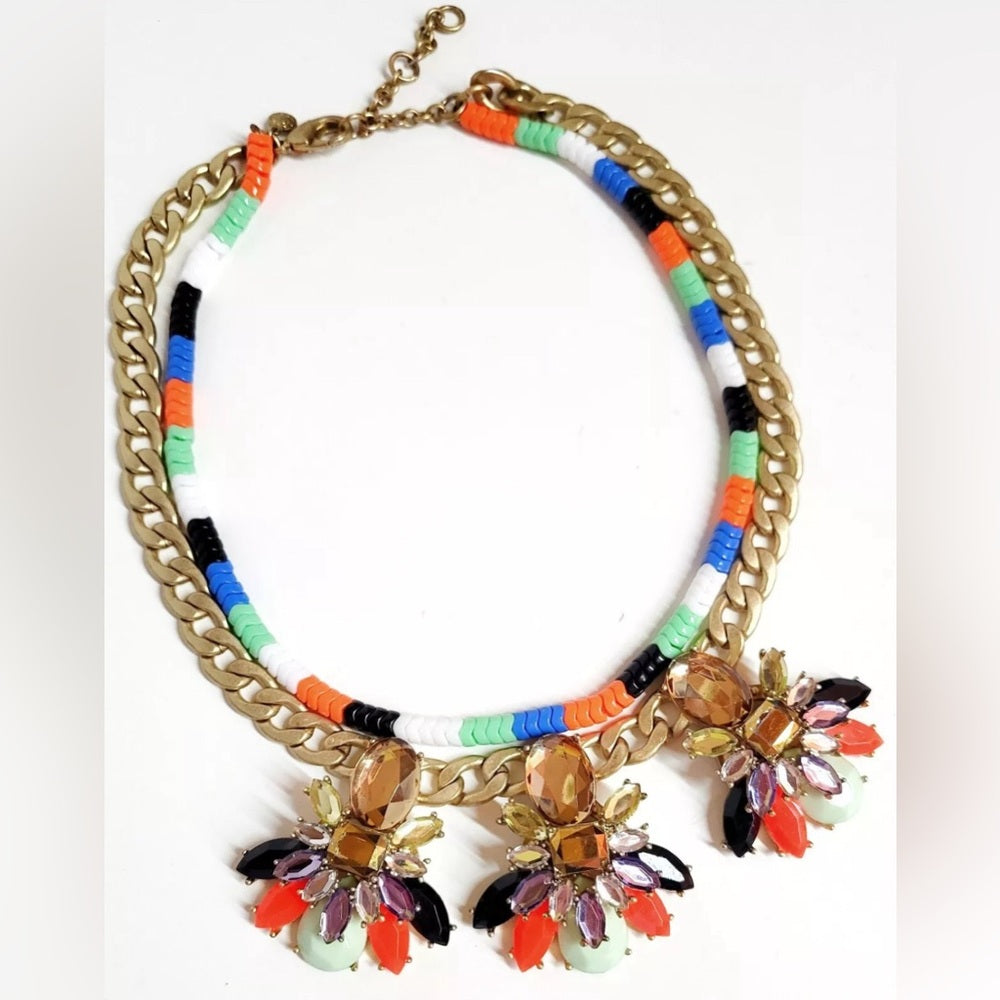 Collar de doble hebra de cristales en capas de J.Crew Factory con buey dorado multicolor dorado claro