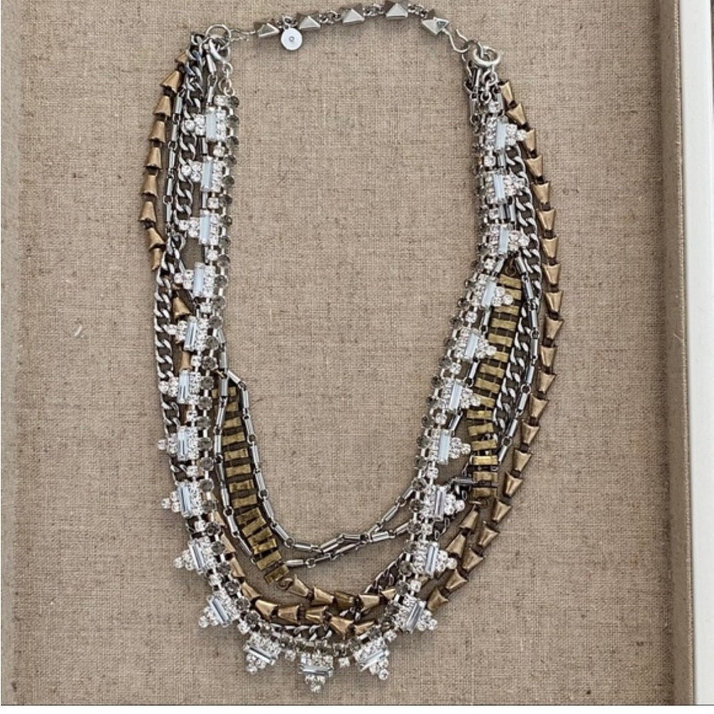 Vintage Clear Baguette And Grey Accent Rhinestone Choker Necklace 16 Silver Tone