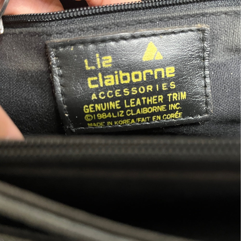 Bolso de mano vintage Liz Claiborne con logo en forma de triángulo gris, bolso cruzado, años 80