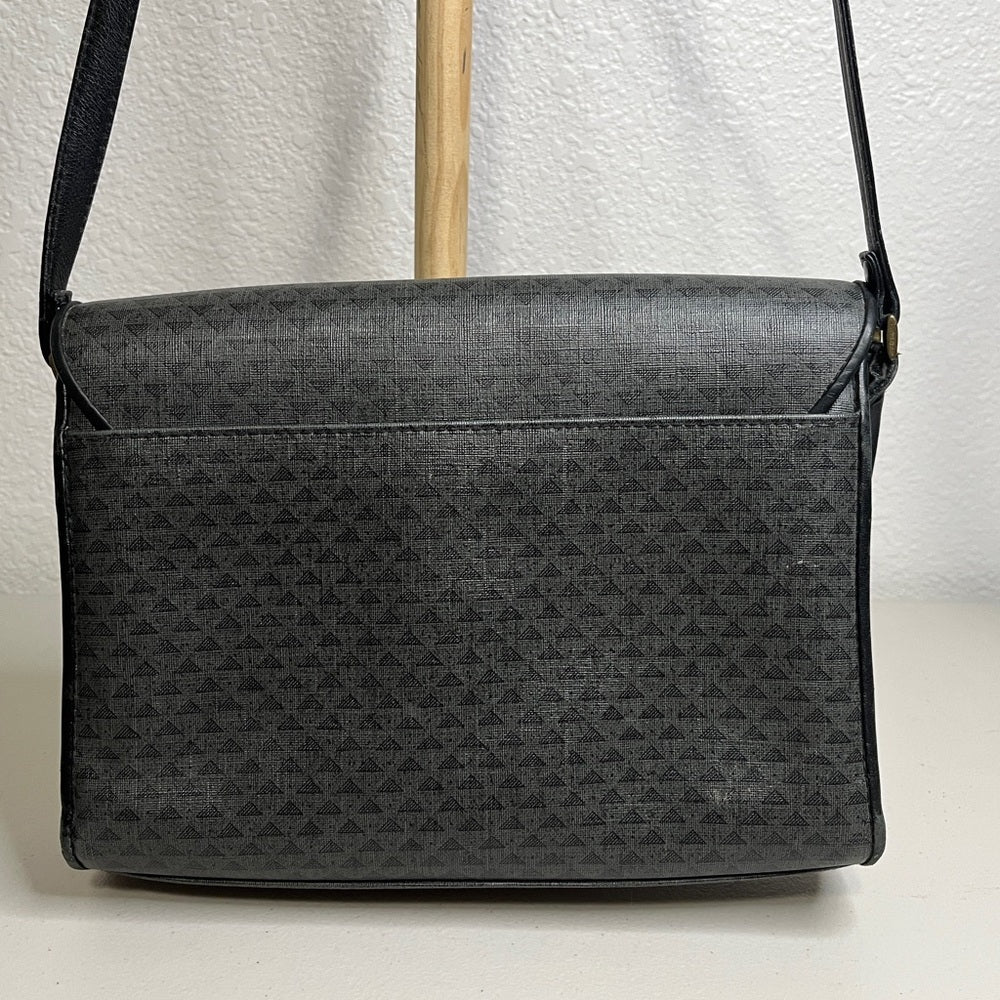 Bolso de mano vintage Liz Claiborne con logo en forma de triángulo gris, bolso cruzado, años 80