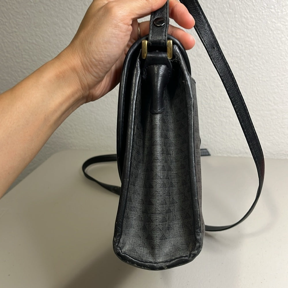 Bolso de mano vintage Liz Claiborne con logo en forma de triángulo gris, bolso cruzado, años 80