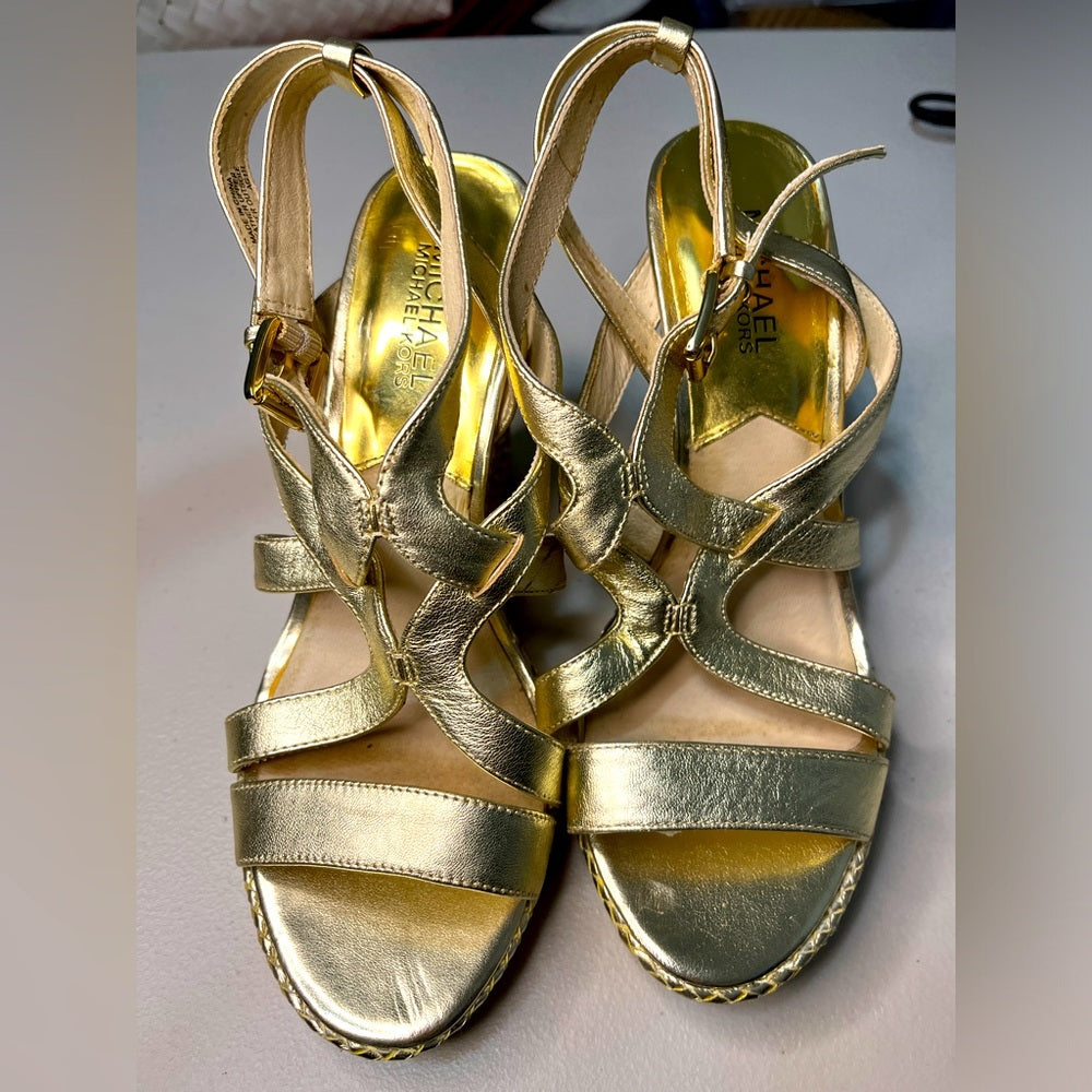 Michael Kors Platform Wedges Size 8,Gold