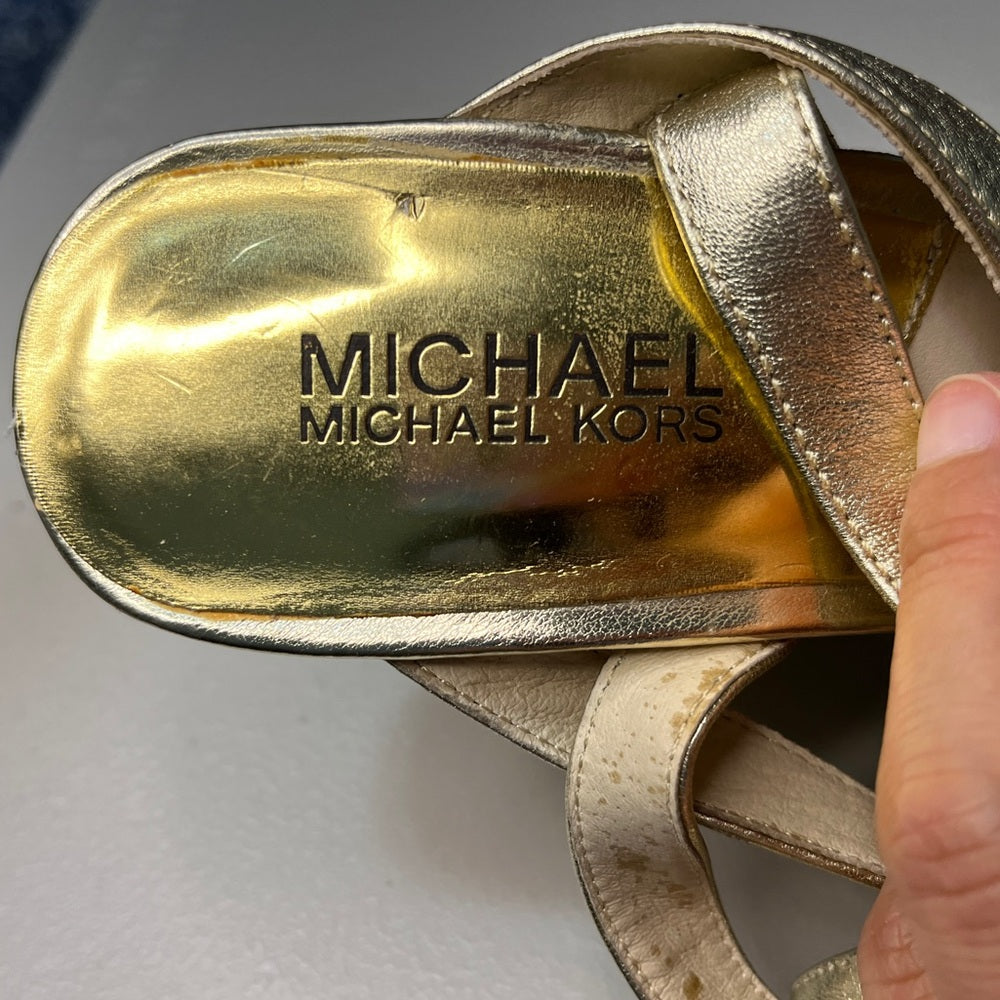 Michael Kors 厚底坡跟鞋 8 码，金色