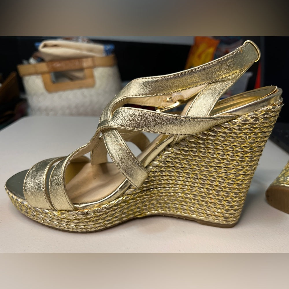 Michael Kors Platform Wedges Size 8,Gold