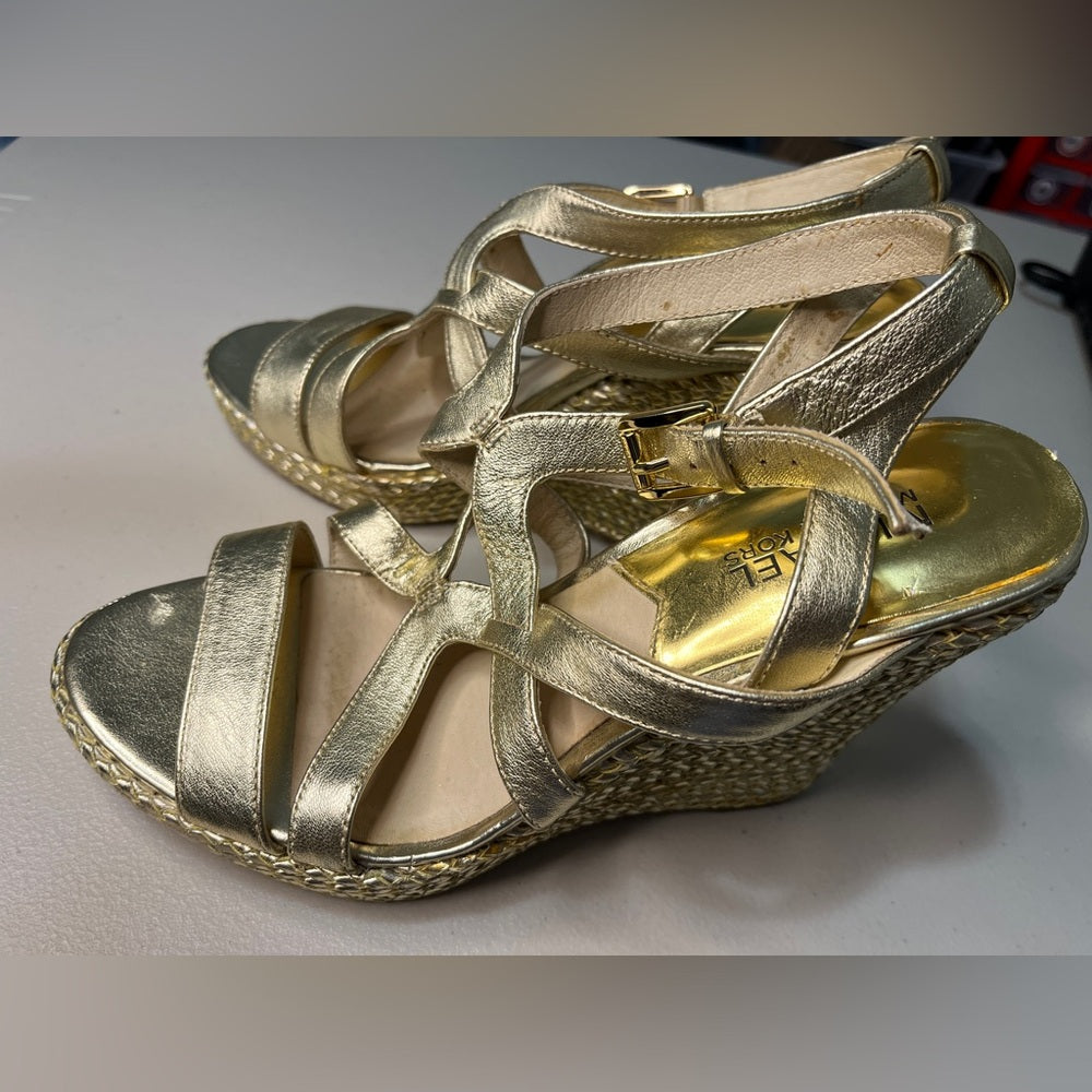 Michael Kors Platform Wedges Size 8,Gold