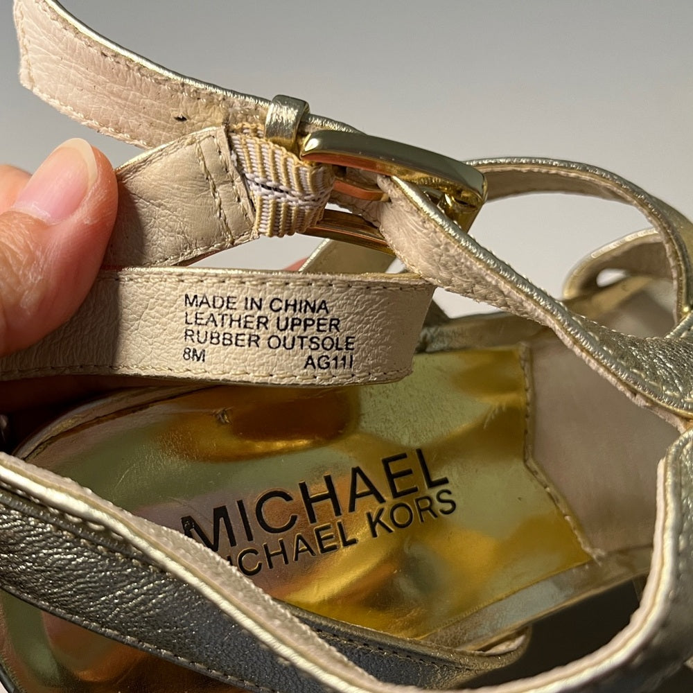 Michael Kors 厚底坡跟鞋 8 码，金色