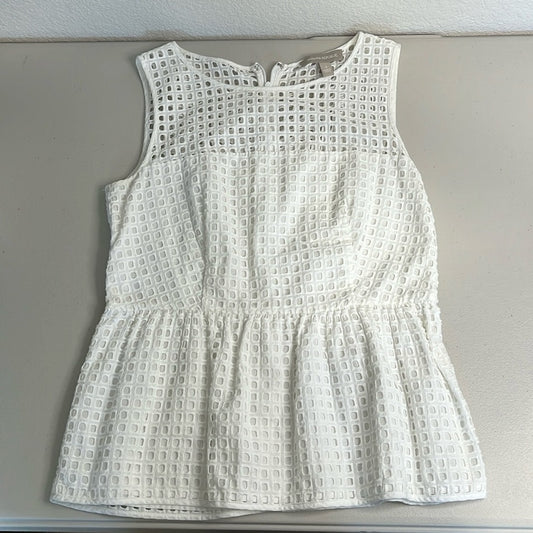 Banana Republic White Eyelet Peplum Top