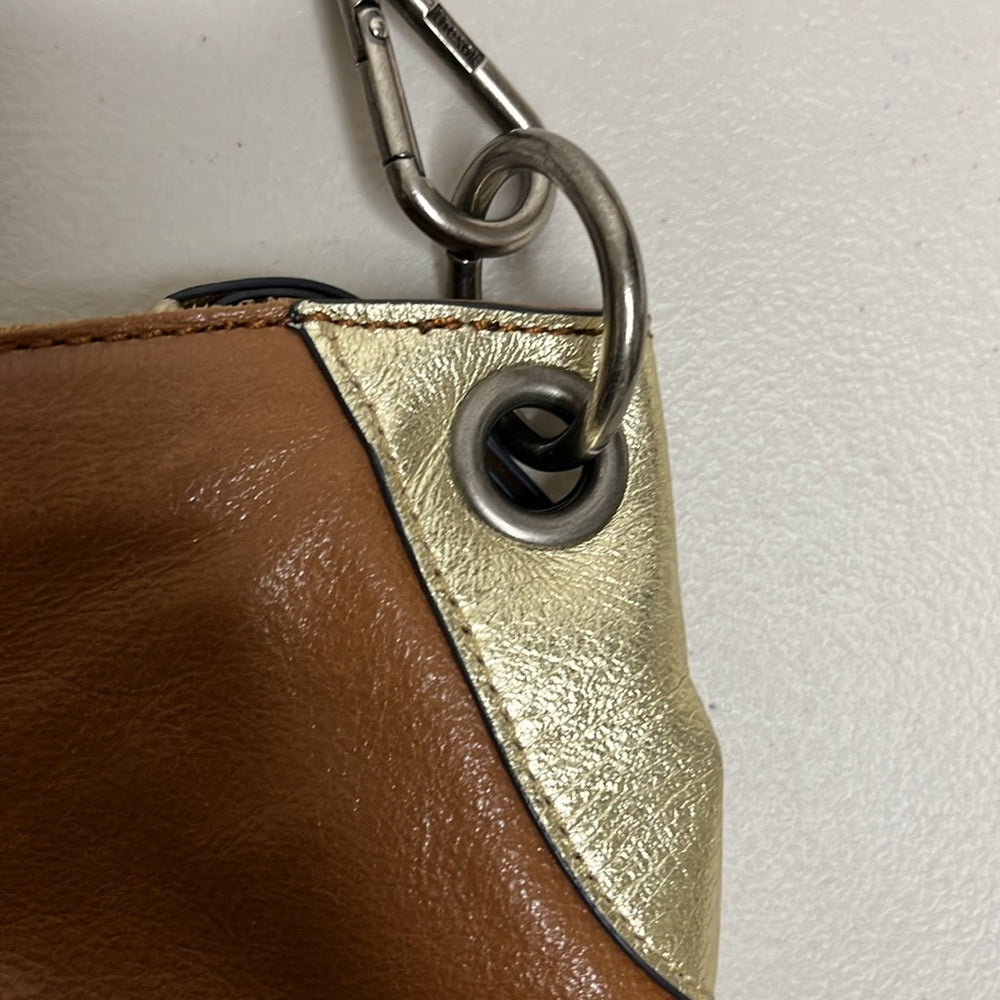 Bolso de hombro de piel azul/bronceado/dorado metalizado Kendra de Sak